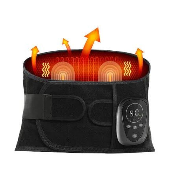Back Massager Belt with Heat, Cordless Heating Pad for Back, Heated Back Brace Warmer Belt for Back Pressure Relief and Relaxation (Size:XL)