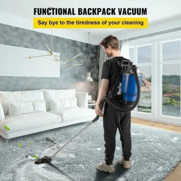 Backpack Vacuum 4L Backpack Vacuum Cleaner 5-IN-1 Lightweight Backpack Vacuum HEPA Filtration Vacuum Backpack Commercial w/ Telescoping Wand Tool Kit