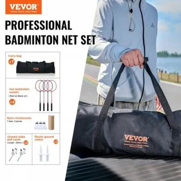 Badminton Net Set Outdoor Backyard Beach Park Badminton Net Portable Badminton Equipment Set Adults Kids Badminton Net with Poles Carrying Bag