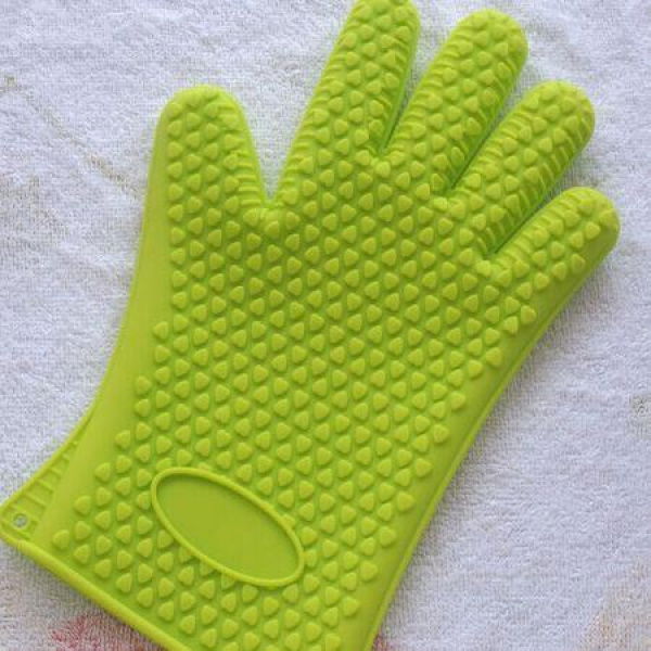 Baking Cooking Oven Mitt Non-slip Grip Heat-resistant Silicone Glove Pot Holder Green