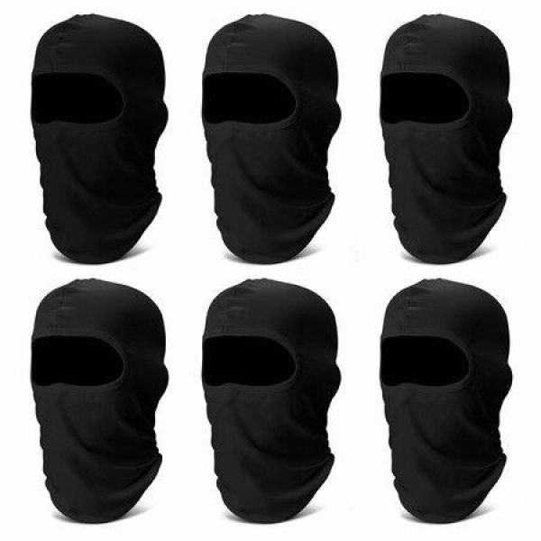 Balaclava Face Mask Summer Cooling Neck Gaiter UV Protector Motorcycle Ski Scarf For Men/Women (Black 6 Pack)