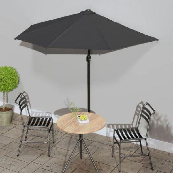 Balcony Parasol With Aluminium Pole Anthracite 270x144 Cm Half