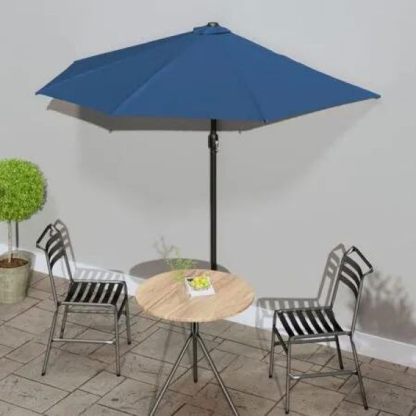 Balcony Parasol with Aluminium Pole Blue 270x144x222 cm Half