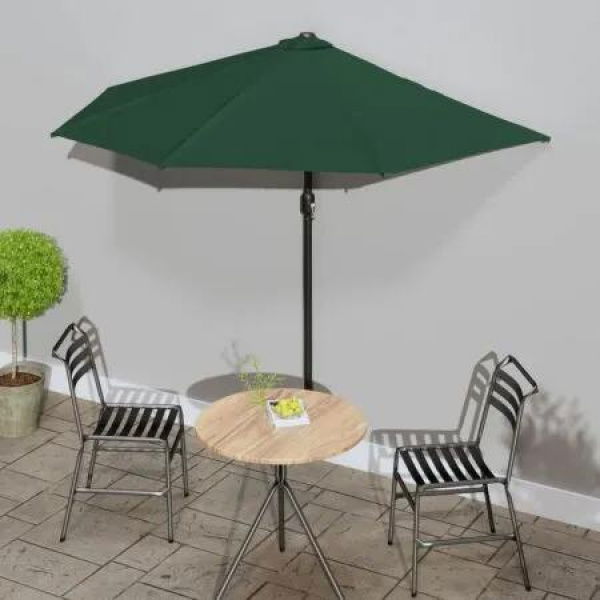 Balcony Parasol with Aluminium Pole Green 270x144 cm Half