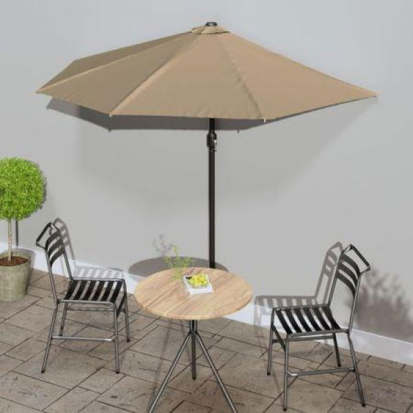 Balcony Parasol With Aluminium Pole Taupe 270x144 Cm Half