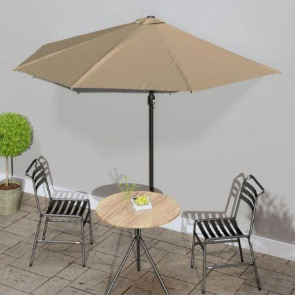 Balcony Parasol With Aluminium Pole Taupe 300x155 Cm Half