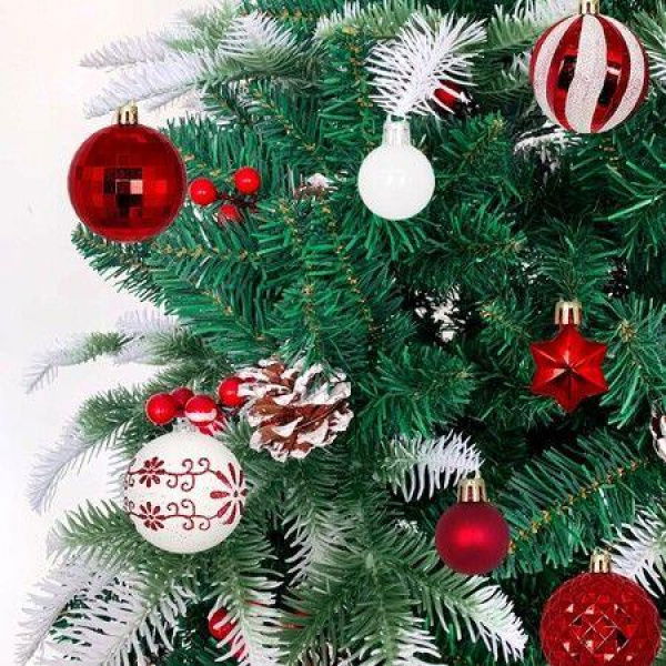 Ball Ornaments Set Shatterproof Christmas Tree Decor Decorative Set, for Home Holiday Wedding Party Xmas Hanging Decorations - Red/White.