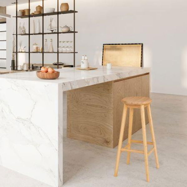 Bamboo Bar Stools Set With Footrest For Kitchen & Dining Room.