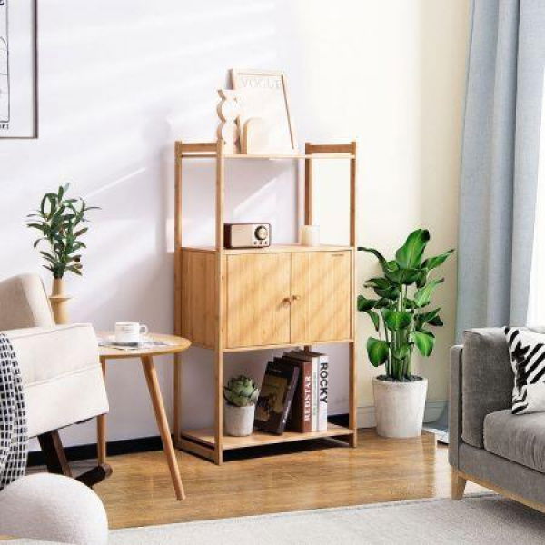 Bamboo Storage Cabinet With 3 Shelves For Bathroom