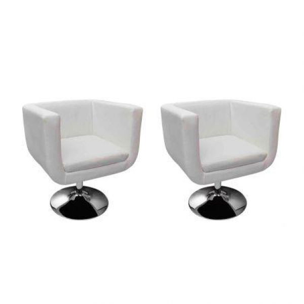 Bar Chairs 2 Pcs Artificial Leather White