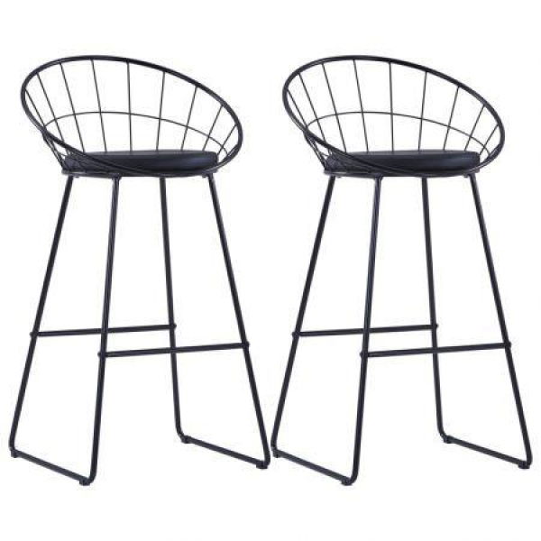 Bar Chairs 2 Pcs Black Faux Leather