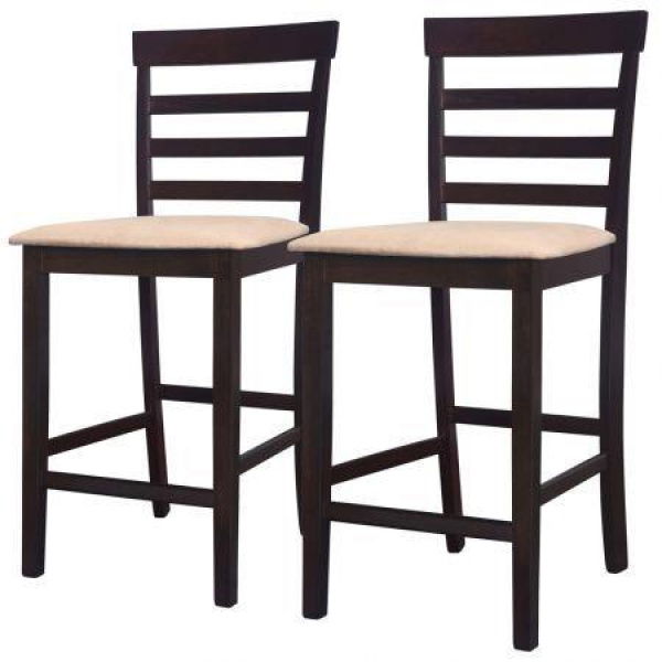 Bar Chairs 2 Pcs Brown Fabric