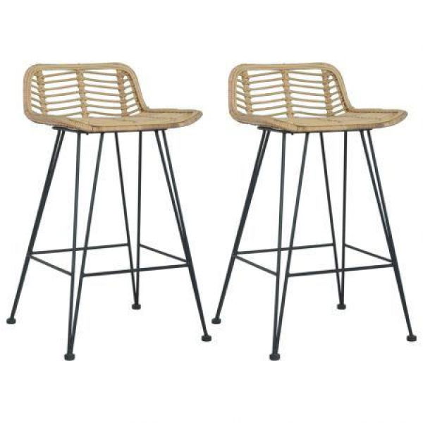 Bar Chairs 2 Pcs Natural Rattan