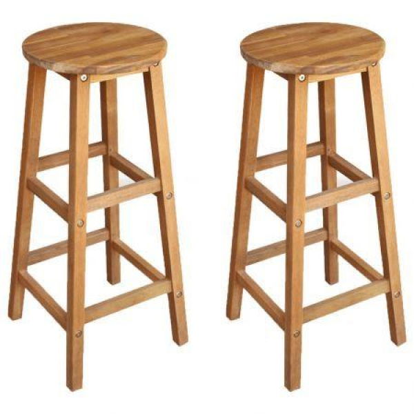 Bar Chairs 2 Pcs Solid Acacia Wood