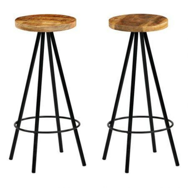 Bar Chairs 2 Pcs Solid Mango Wood