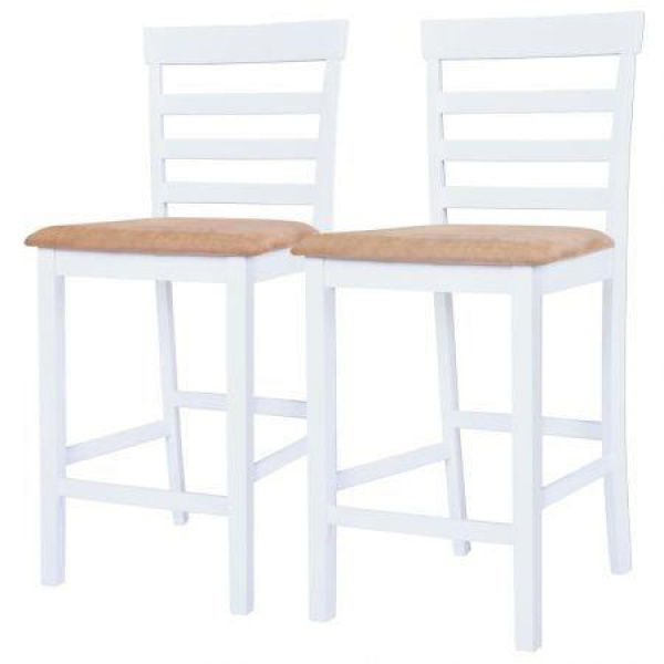 Bar Chairs 2 Pcs White Fabric