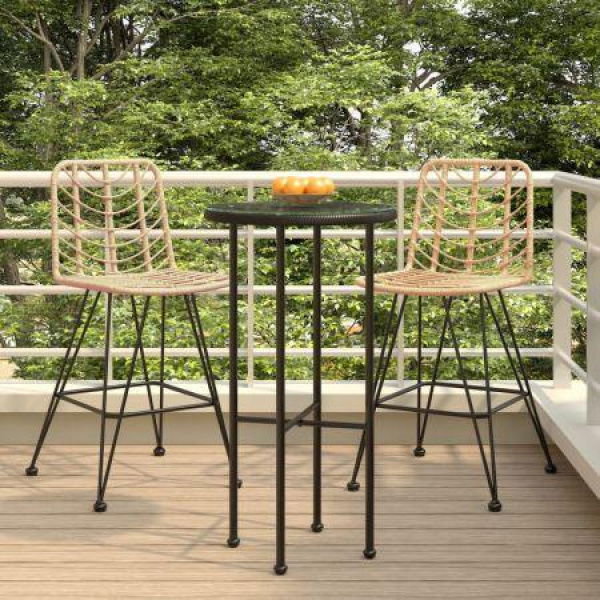 Bar Stools 2 Pcs 45x56x103.5 Cm PE Rattan And Steel.