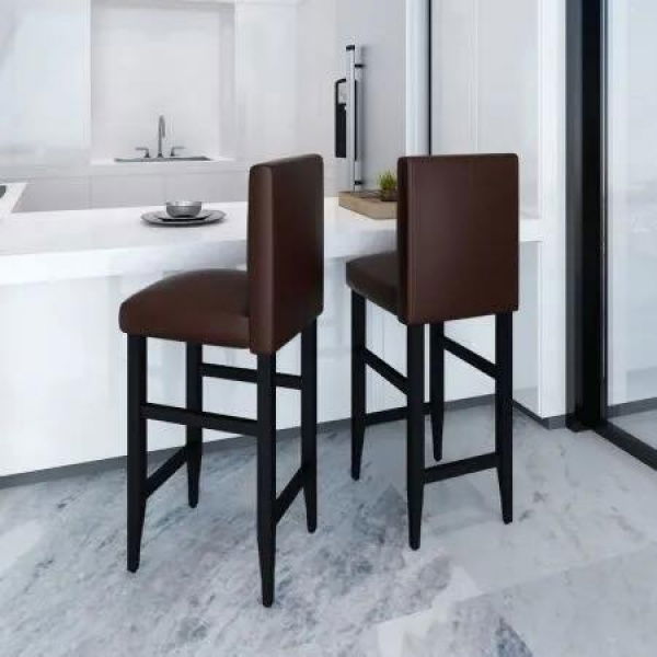 Bar Stools 2 pcs Artificial Leather Brown