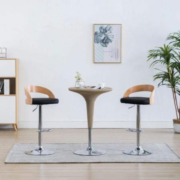 Bar Stools 2 Pcs Black Faux Leather And Bentwood