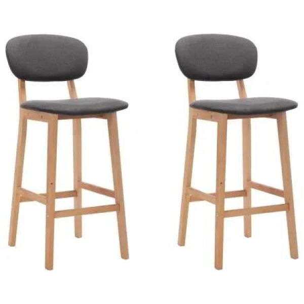 Bar Stools 2 pcs Dark Grey Fabric