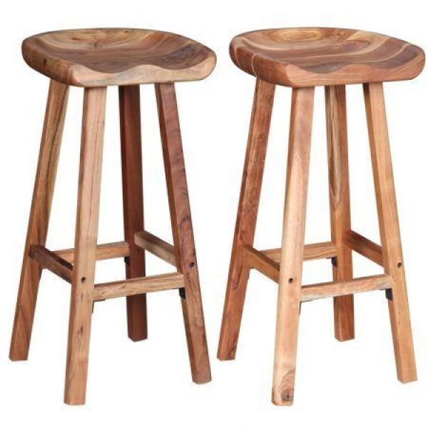 Bar Stools 2 pcs Solid Acacia Wood 38x37x76 cm