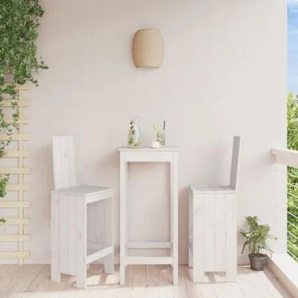 Bar Stools 2 pcs White 40x42x120 cm Solid Wood Pine