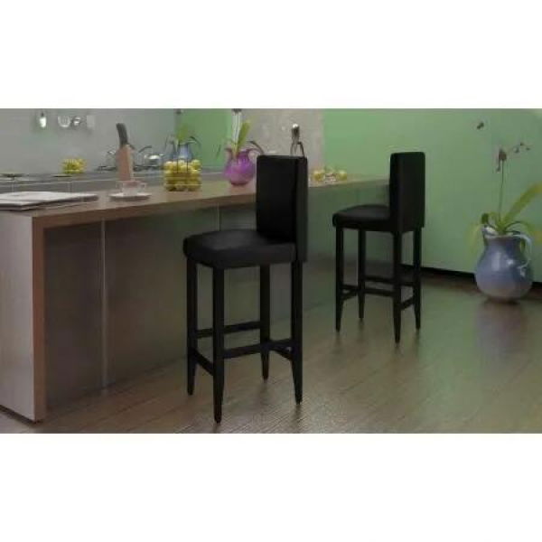 Bar Stools 4 pcs Artificial Leather Black