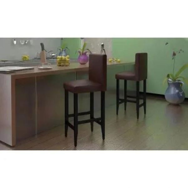 Bar Stools 4 pcs Artificial Leather Brown