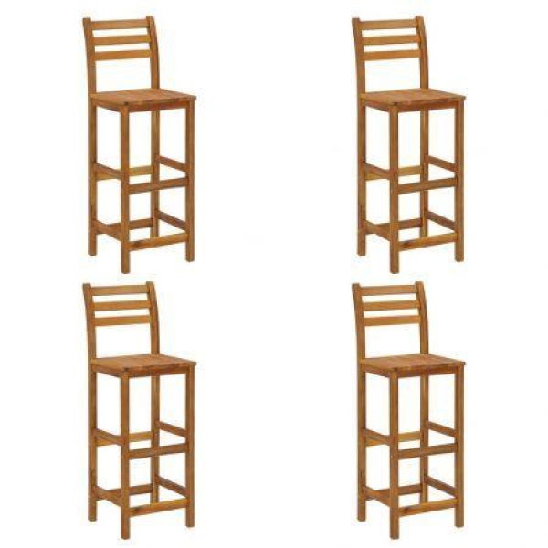 Bar Stools 4 Pcs Solid Acacia Wood