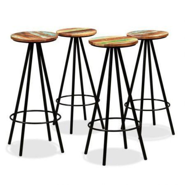 Bar Stools 4 Pcs Solid Reclaimed Wood And Steel