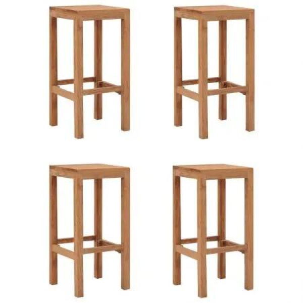 Bar Stools 4 pcs Solid Wood Teak