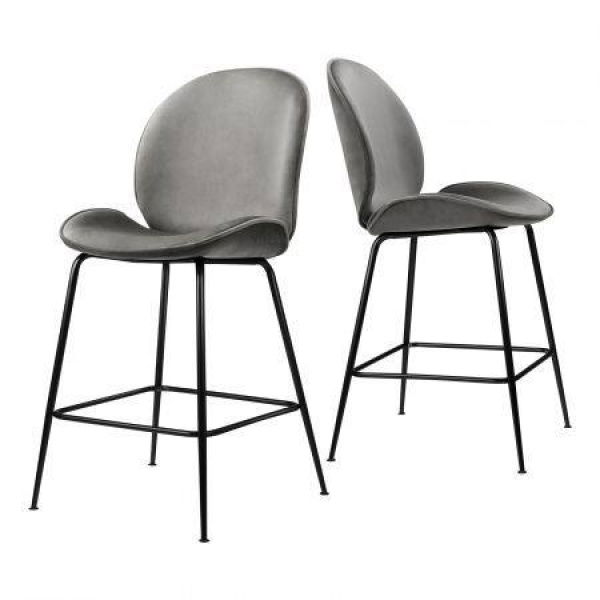 Bar Stools Kitchen Stool Chairs Barstool Dining Chair Velvet Metal Grey