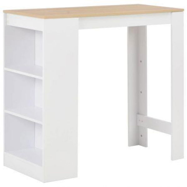 Bar Table With Shelf White 110x50x103 Cm