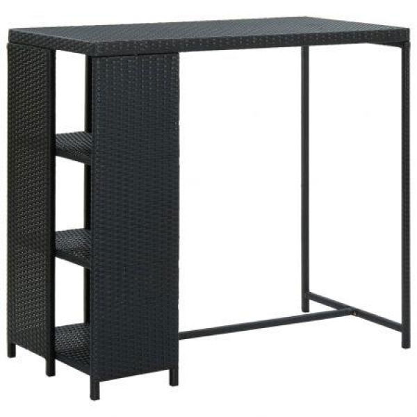 Bar Table With Storage Rack Black 120x60x110 Cm Poly Rattan