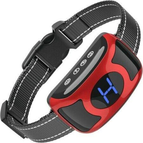 BARK Collar For DogsDog BARK CollarRechargeable Anti Barking Training Collar With Effective Beep Vibration Safe Shock For Small Medium Large Dogs - Waterproof Red
