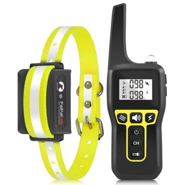 Bark Collar with Remote Control, 3300Ft Training Collar with Beep, Vibration, IPX7 Waterproof Dog Training Collars for Small Medium Large Dogs, Yellow