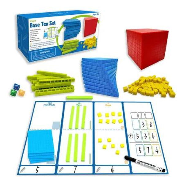 Base Ten Blocks Counting Tools Kit Math Manipulatives Place Value Rods Bars Educational Board Models Decimal Learning Tiles Blocks