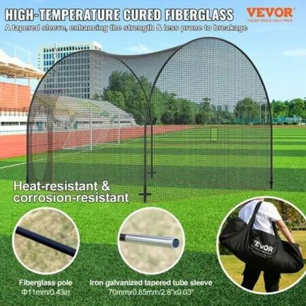 Baseball Batting Cage Softball and Baseball Batting Cage Net and Frame 12x12x10ft Practice Portable Cage Net w Carry Bag Heavy Duty Enclosed Pitching Cage