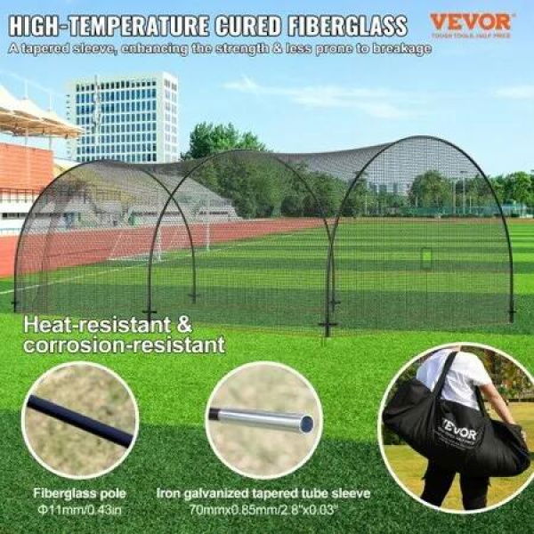 Baseball Batting Cage Softball and Baseball Batting Cage Net and Frame 22x12x8ft Practice Portable Cage Net with Carry Bag Heavy Duty Enclosed Cage