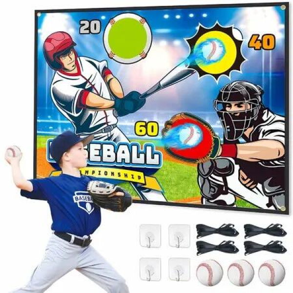 Baseball Games,Toss Target Party Game Kids Outdoor Toys For Age 3+ Baseball Game Mat For Activities Outside Backyard Indoor