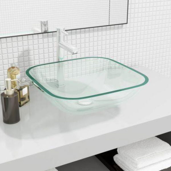 Basin Glass 42x42x14 Cm Transparent