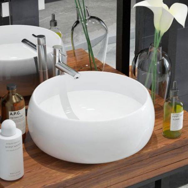 Basin Round Ceramic White 40x15 Cm