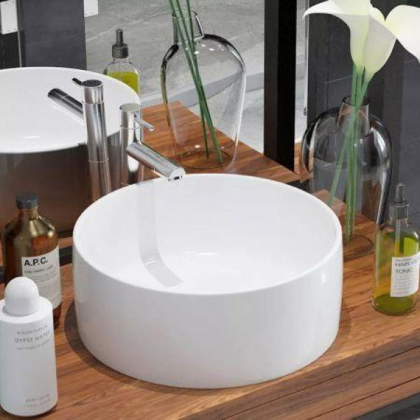 Basin Round Ceramic White 40x15 Cm