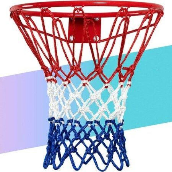 Basketball Net Outdoor Upgrade Thick Professional Basketball Net Replacement Heavy Duty All Weather Anti Whip Color Never Fade - 12 Loops (Red White Blue)