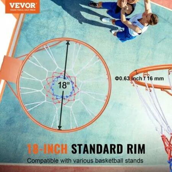 Basketball Rim Wall Door Mounted Basketball Hoop Heavy Duty Q235 Basketball Flex Rim Goal Replacement with Net Standard 18' Indoor and Outdoor Hanging