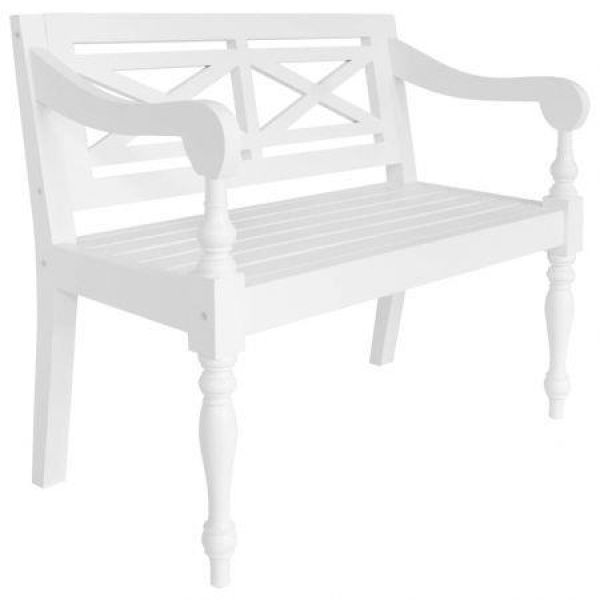 Batavia Bench 98 Cm Solid Mahogany Wood White