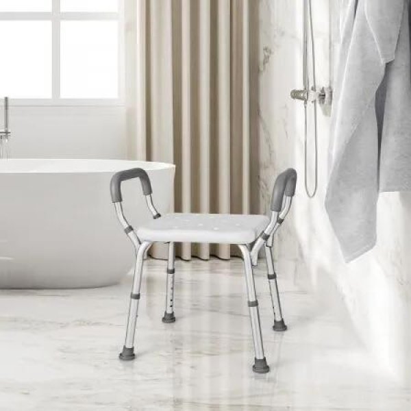 Bath Chair Shower Bench with Detachable Padded Arms for Seniors