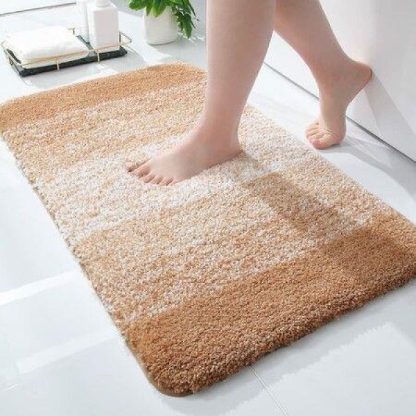 Bath Mats Rug Non-Slip Plush Shaggy Bath Carpet Machine Wash Dry For Bathroom Floor - 40*60cm Beige.