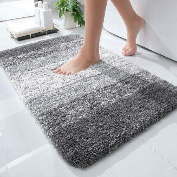 Bath Mats Rug Non-Slip Plush Shaggy Bath Carpet Machine Wash Dry For Bathroom Floor - 40*60cm Grey.