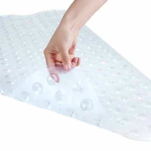 Bath Tub Shower Safety Mat 40 x 16 Inch Non-Slip and Extra Large,Bathtub Mat with Suction Cups,Machine Washable Bathroom Mats with Drain Holes,Clear